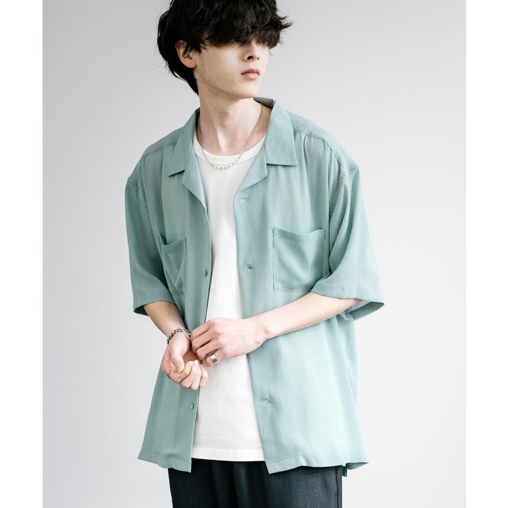 シアーシャツ 半袖 オープンカラー[品番：OE000007899]｜Rocky Monroe