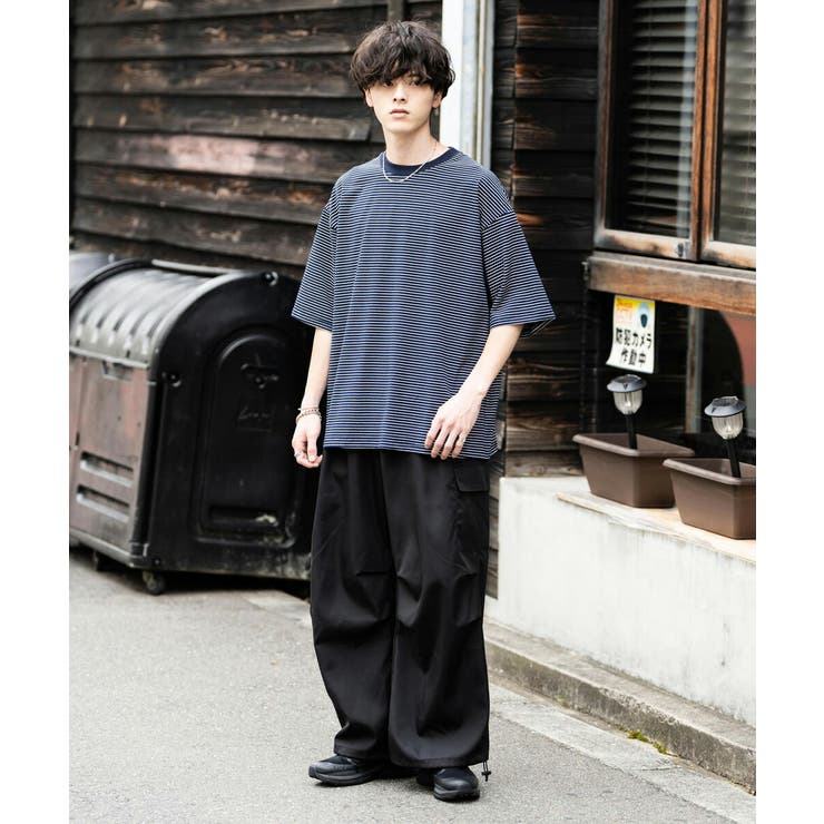 Tシャツ マイクロボーダー オーバーサイズ[品番：OE000008087