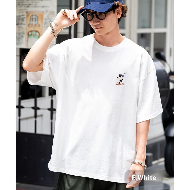 F.ホワイト | Tシャツ 半袖 刺繍 | Rocky Monroe