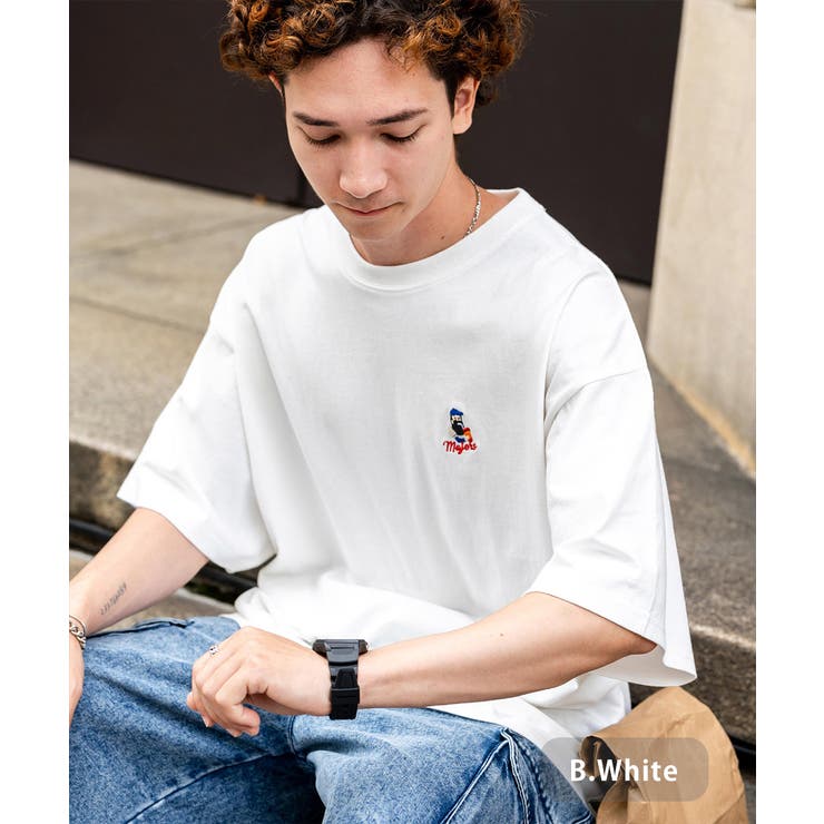B.ホワイト | Tシャツ 半袖 刺繍 | Rocky Monroe
