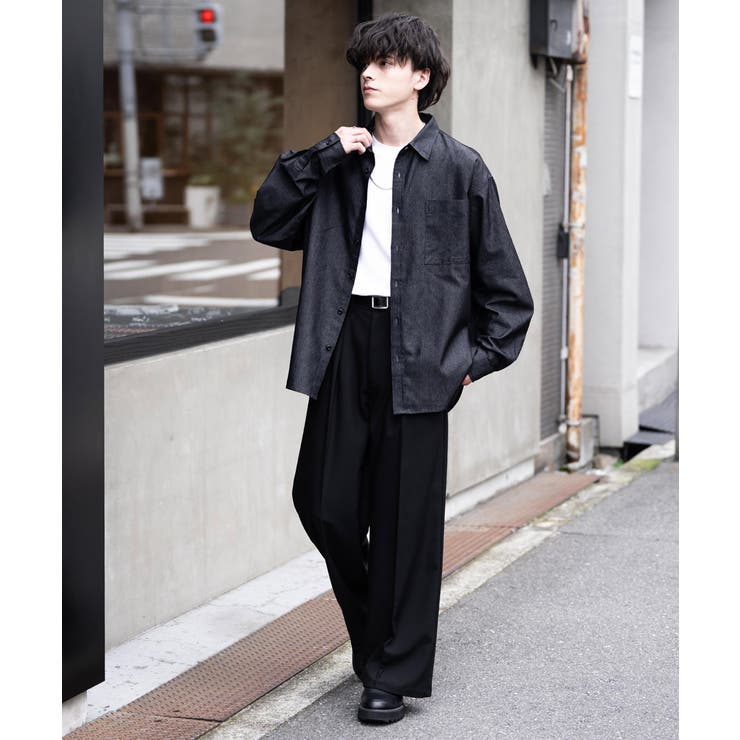 ROCA WEAR ブラックデニムオーバーサイズシャツ　XLサイズ ROCA WEAR ブラックデニムオーバーサイズシャツ XLサイズの通販