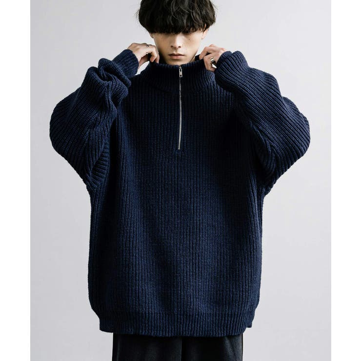 ニット 畦編み ハーフジップ[品番：OE000008285]｜Rocky Monroe