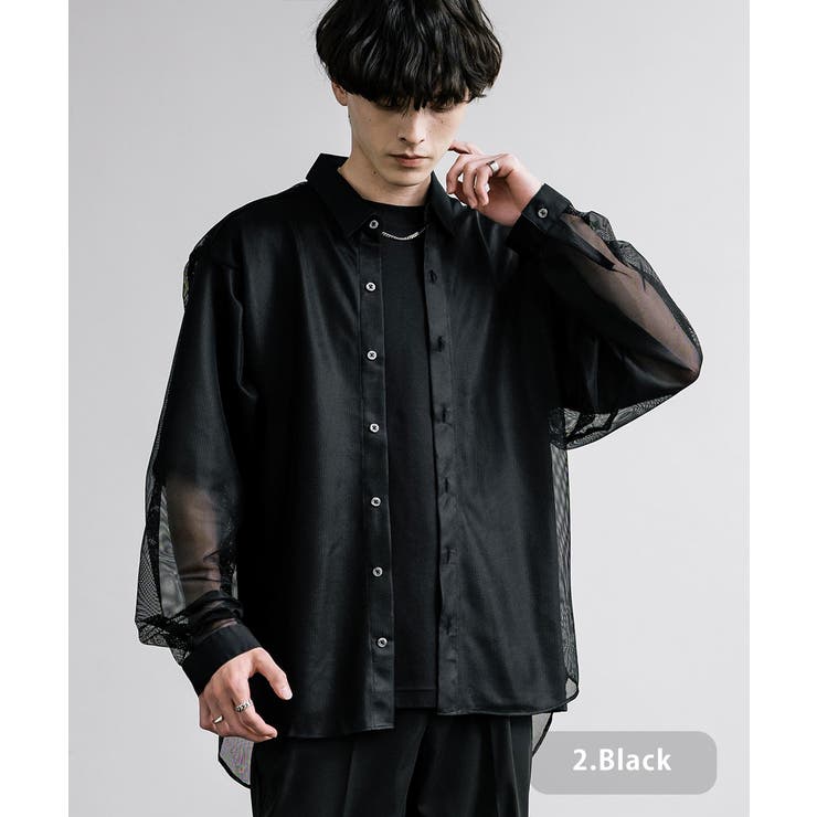カジュアルシャツ メッシュ 長袖[品番：OE000008217]｜Rocky Monroe