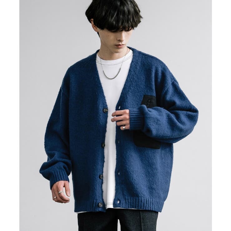 モヘアライク　カーディガン ZIP FIVE -White Line- カーディガン 「White Line