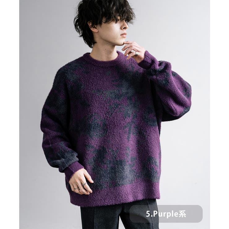 クルーネックニット フェザーヤーン フラワー[品番：OE000008322