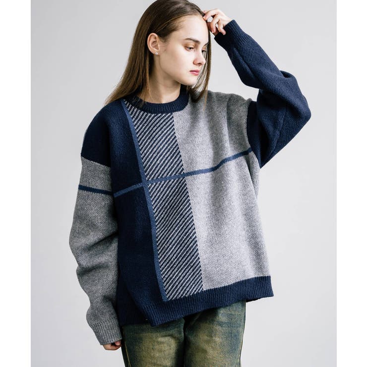 ニット クロスチェック オーバーサイズ | Rocky Monroe | 詳細画像11 