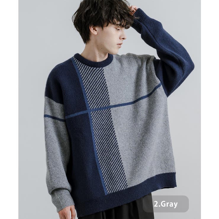 ニット クロスチェック オーバーサイズ[品番：OE000008310]｜Rocky  Monroe（ロッキーモンロー）のメンズファッション通販｜SHOPLIST（ショップリスト）