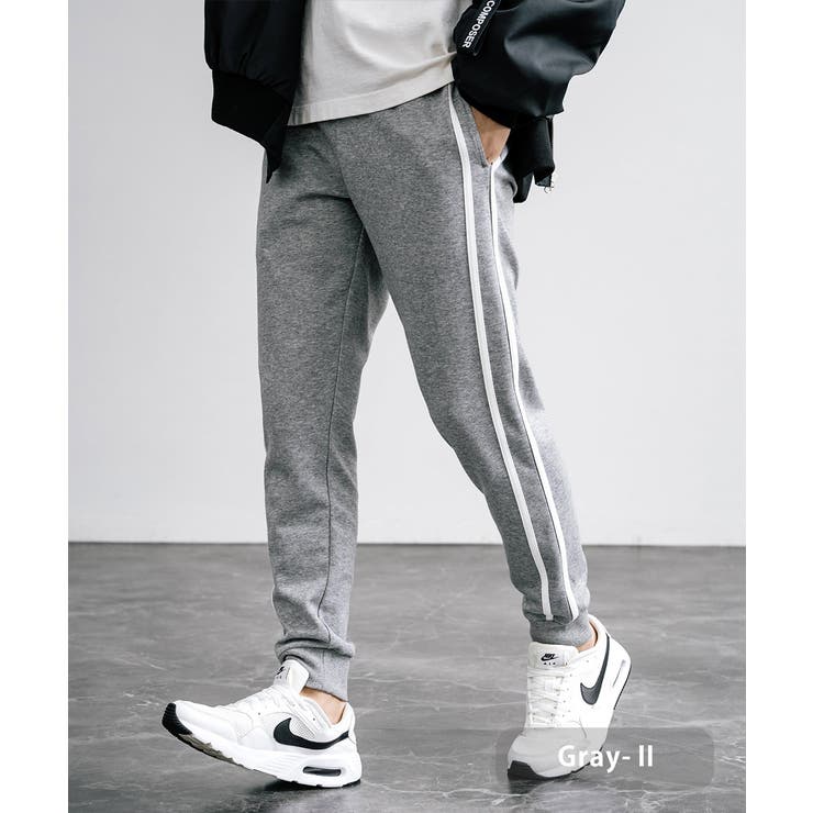 グレー-2 | ジョガーパンツ ラインパンツ スリム | Rocky Monroe