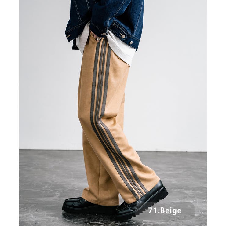 71.ベージュ | トラックパンツ フェイクスエード サイドライン | Rocky Monroe