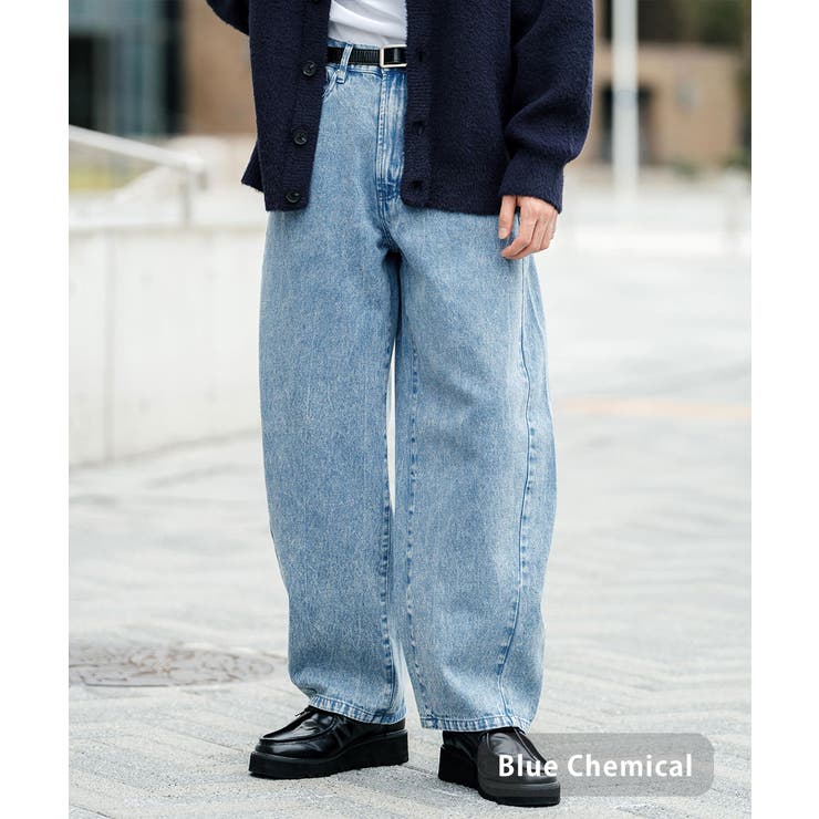 バレルレッグジーンズ デニムパンツ 曲線美シルエット[品番