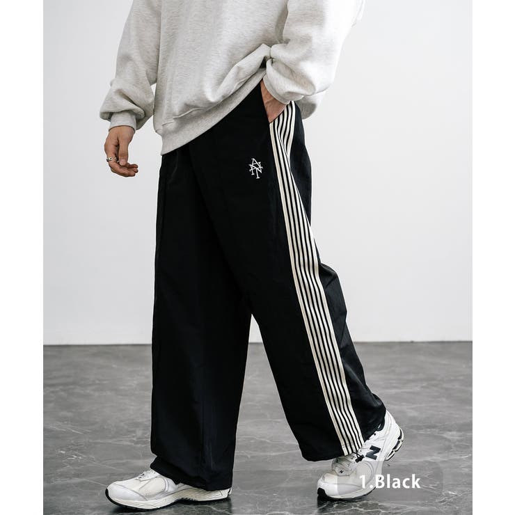 Laidback ナイロン トラックパンツ セール】side line switching nylon track pants/サイドライン