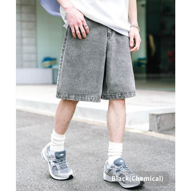 デニムショートパンツ ワイド 膝丈[品番：OE000008666]｜Rocky Monroe