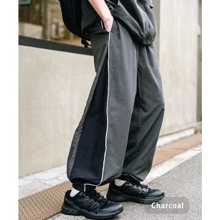 チャコール | ナイロン トラックパンツ サイドジップ | Rocky Monroe