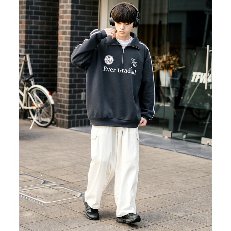 ハーフジップ 裏起毛 サイドライン[品番：OE000008340]｜Rocky