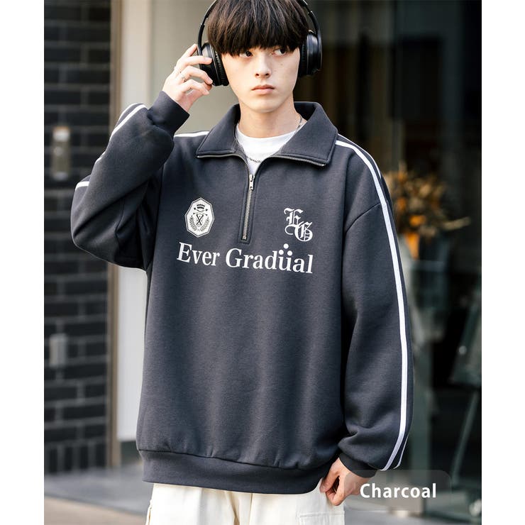 ハーフジップ 裏起毛 サイドライン[品番：OE000008340]｜Rocky