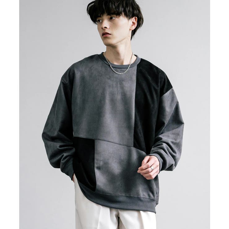 良品★ロエベ　オーバーサイズ　異素材切り替え　トレーナー　パイル地　L 良品☆ロエベ オーバーサイズ 異素材切り替え トレーナー パイル地 L