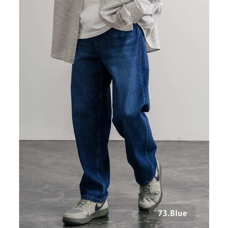 73.ブルー | Hanes ワイドパンツ デニム | Rocky Monroe
