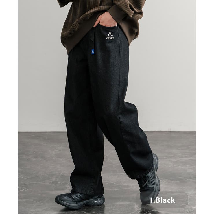 1.ブラック | GERRY バレルレッグデニムパンツ UVカット | Rocky Monroe