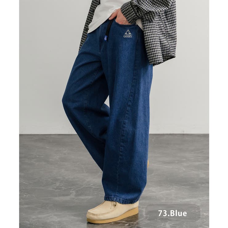 73.ブルー | GERRY バレルレッグデニムパンツ UVカット | Rocky Monroe