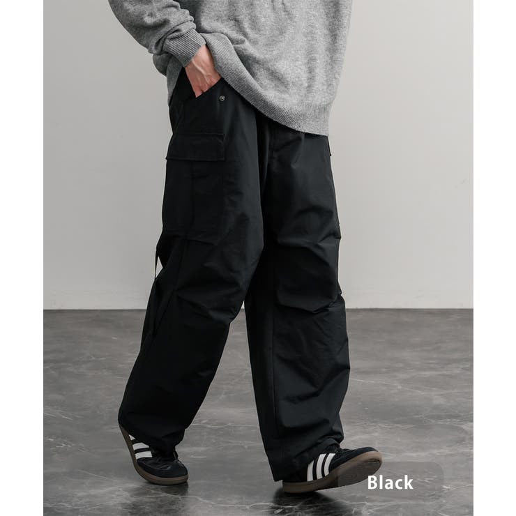 ブラック | カーゴパンツ ワイド 裏フリース | Rocky Monroe