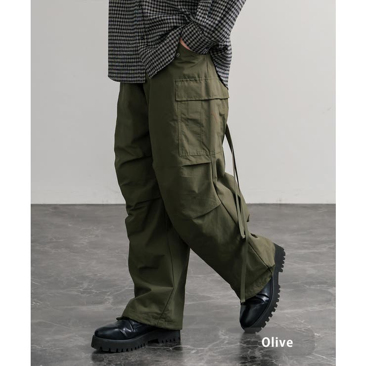 オリーブ | カーゴパンツ ワイド 裏フリース | Rocky Monroe