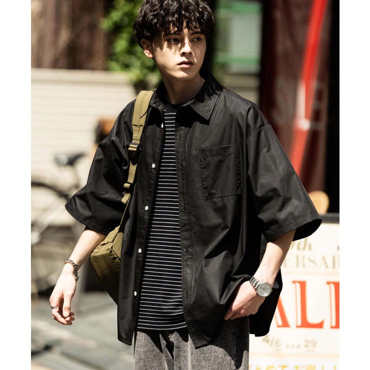 半袖 シャツ メンズ カジュアル 肩落ち 柄シャツ オーバーサイズ カジュアルシャツ 半袖 オーバーサイズ[品番：OE000007948