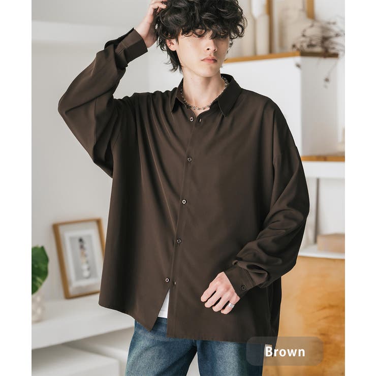 ブラウン | 接触冷感 ビッグシャツ 長袖 | Rocky Monroe