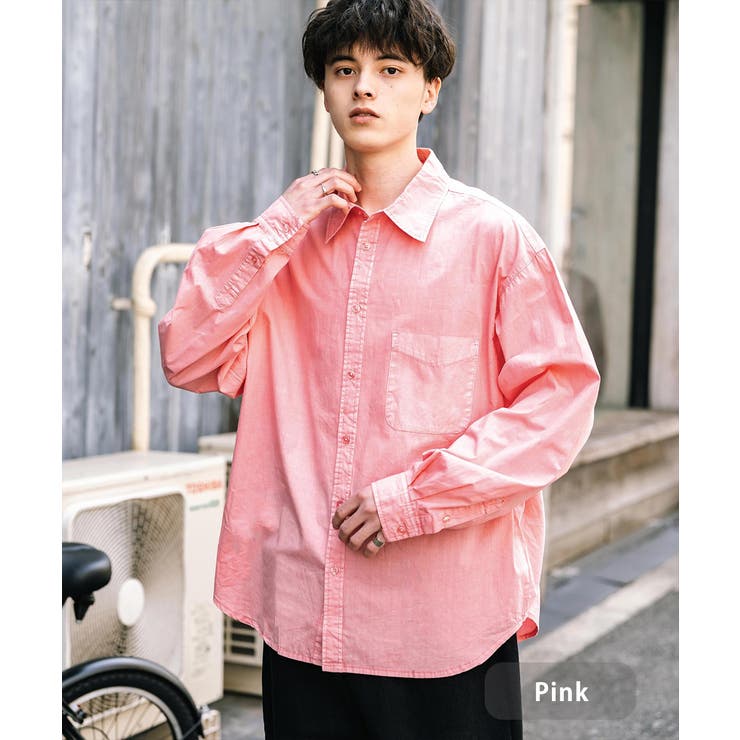 ピンク | 長袖カジュアルシャツ ピグメント ブロード | Rocky Monroe