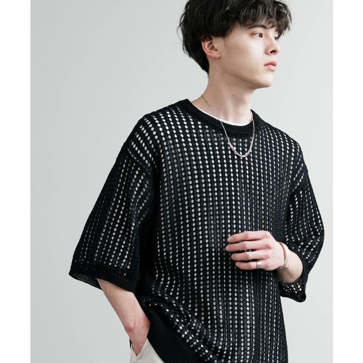 接触冷感 サマーニット 透かし編み[品番：OE000008586]｜Rocky Monroe
