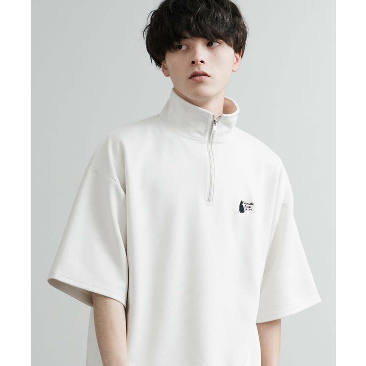 半袖Tシャツ ハーフジップ フェイクスエード[品番：OE000008621