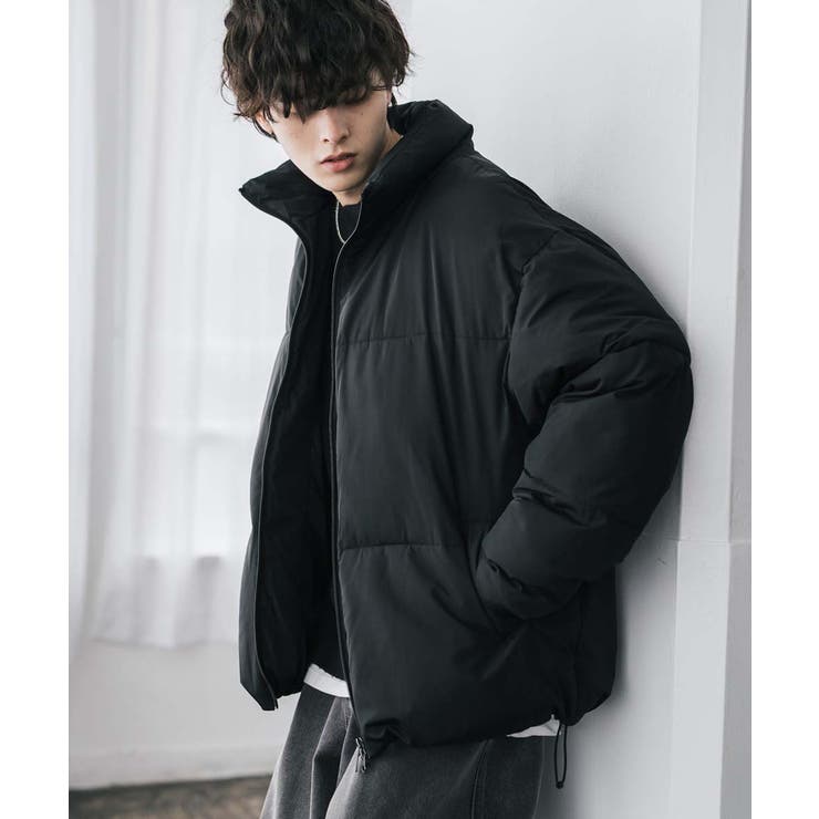 ブラックオーバーサイズ ダウンジャケット セール】【PICSAS】<撥水/防風>オーバーサイズ ハイネック ボリューム