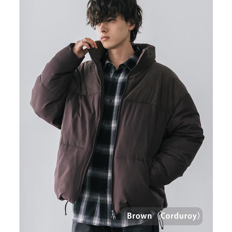 ブラウン(コーデュロイ) | ダウンジャケット ハイブリッドファイバーダウン オーバーサイズ | Rocky Monroe
