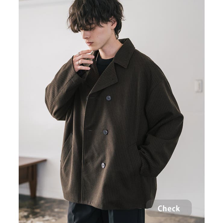 Pコート ショート丈 ダブルブレスト[品番：OE000008986]｜Rocky Monroe