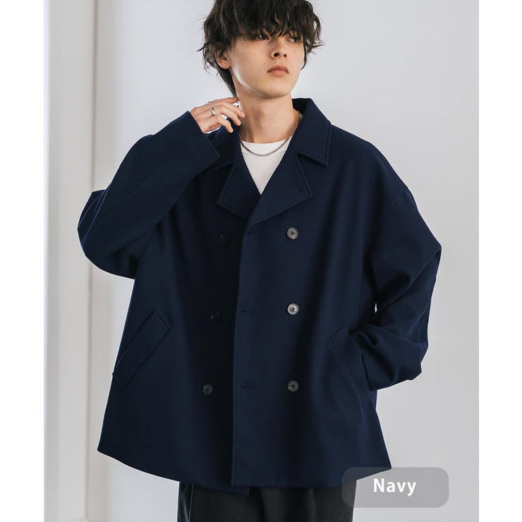 Pコート ショート丈 ダブルブレスト[品番：OE000008986]｜Rocky Monroe
