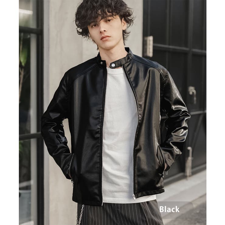 ブラック | レザージャケット シングルライダース 合成皮革 | Rocky Monroe