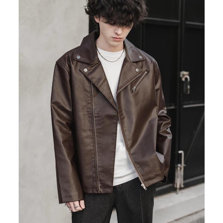 レザージャケット ダブルライダース 合成皮革 | Rocky Monroe | 詳細画像6 