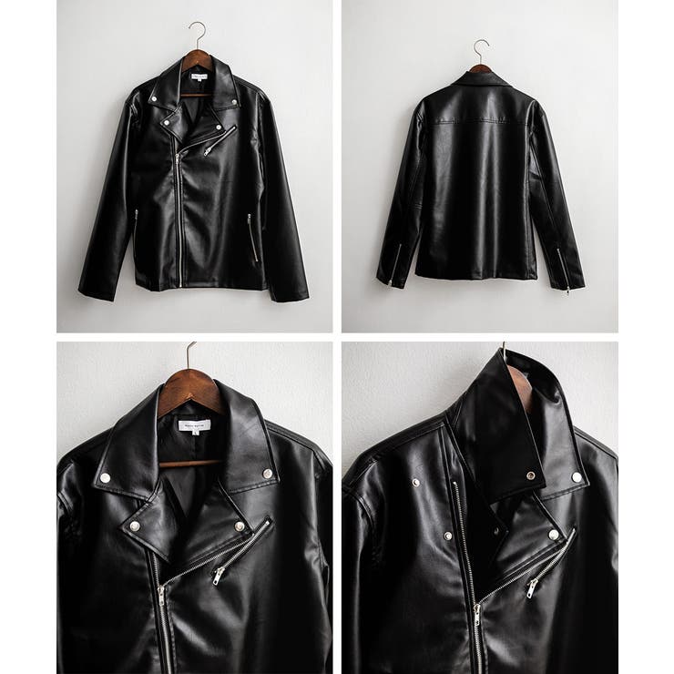 レザージャケット ダブルライダース 合成皮革 | Rocky Monroe | 詳細画像17 