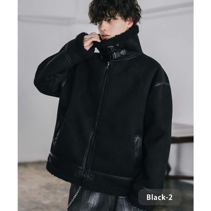 ブラック-2 | ブルゾン フェイクムートン 裏ボア | Rocky Monroe