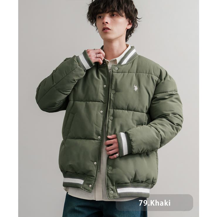 79.カーキ | スタジャン パデッドジャケット ユーエスポロアッスン | Rocky Monroe