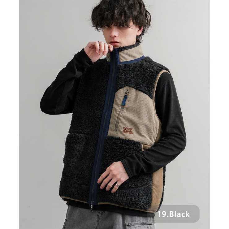 希少　Rocky Monroe 【 2WAY ボア　リバーシブルベスト 】 ボアベスト 前開き シャギーボア[品番：OE000008998]｜Rocky