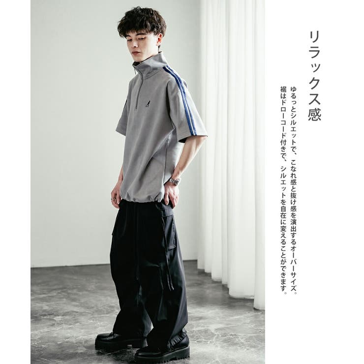 KANGOL ハーフジップ半袖Tシャツ カットスエード[品番