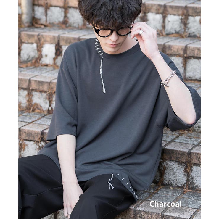 チャコール | カットソー 半袖 ハンドステッチ | Rocky Monroe