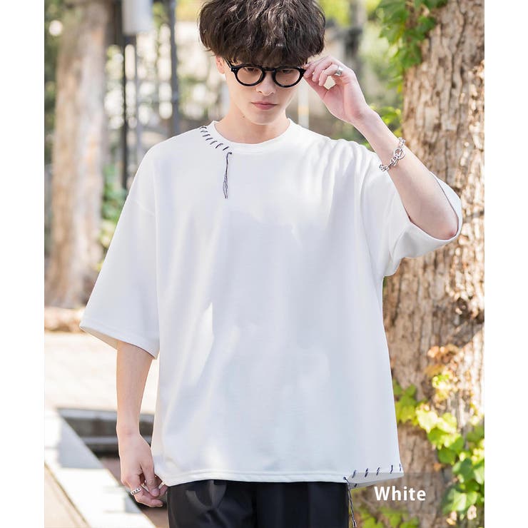 ホワイト | カットソー 半袖 ハンドステッチ | Rocky Monroe