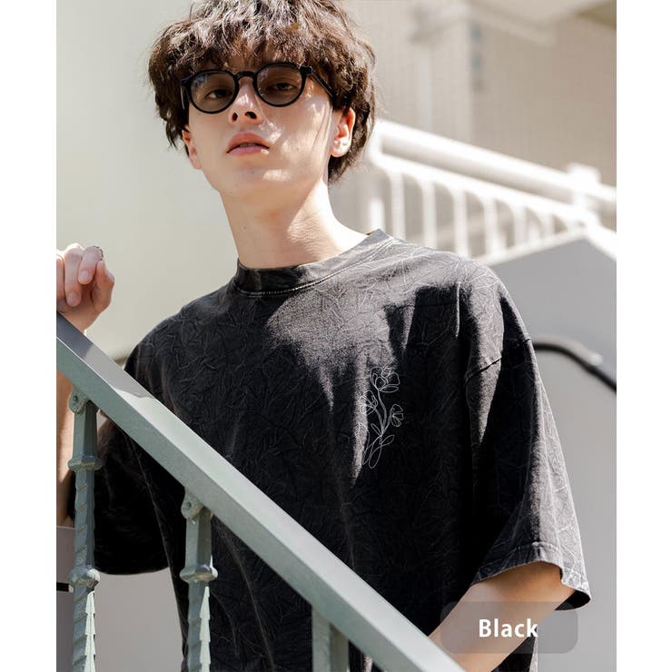 ブラック | 半袖Tシャツ ケミカル オーバーサイズ | Rocky Monroe