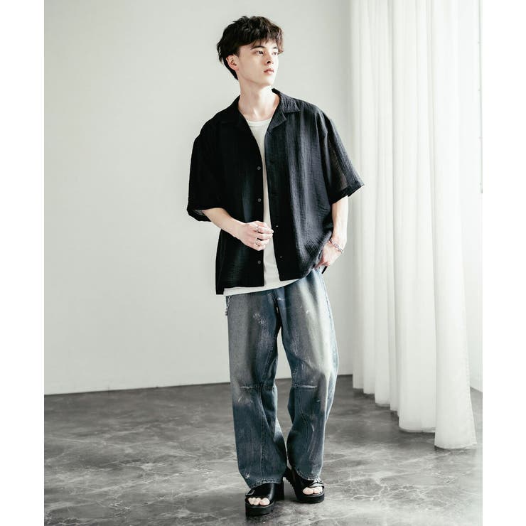 コモンナウン　馬シアーシャツ ロッキーモンロー Rocky Monroe シアーシャツ 半袖 開襟 メンズ