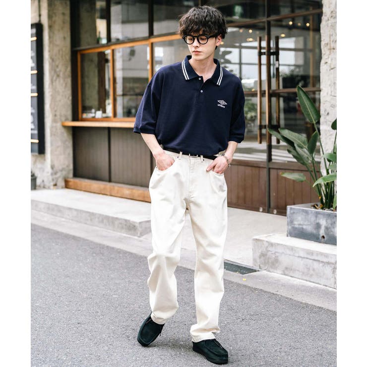 White Mountaineering×UMBROベロアポロシャツ ネイビー WHITE MOUNTAINEERING（ホワイトマウンテニアリング）の「WM