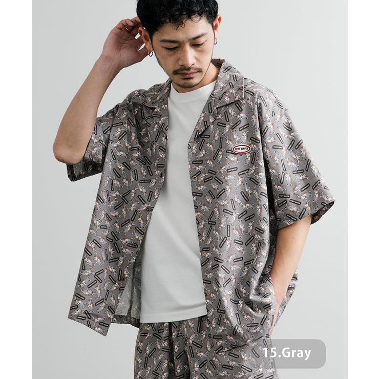 柄シャツ 半袖 開襟[品番：OE000008665]｜Rocky Monroe