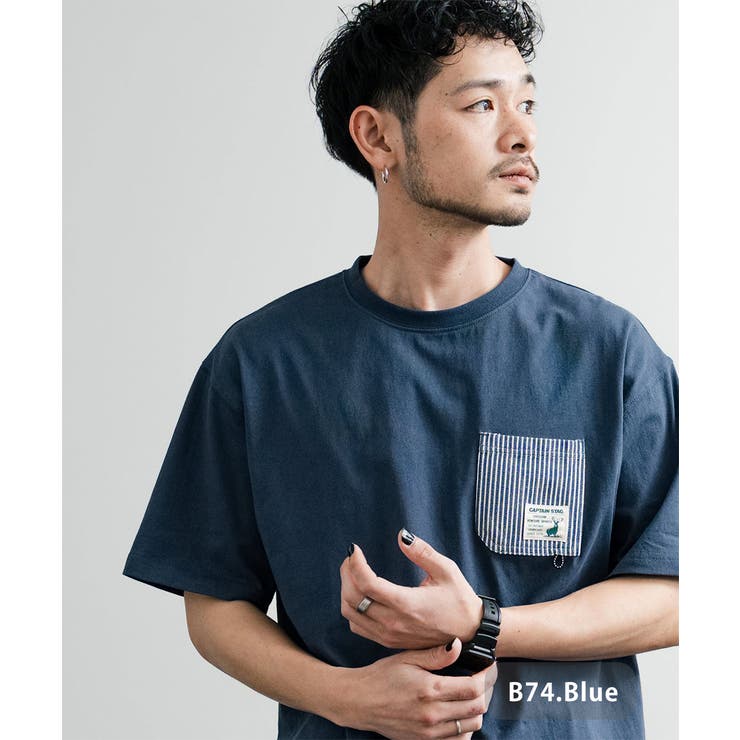 半袖Tシャツ ポケット ワンポイントロゴ刺繍[品番：OE000008708