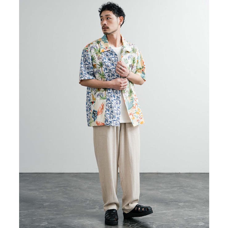 半袖アロハシャツ 開襟 パッチワーク[品番：OE000008736]｜Rocky