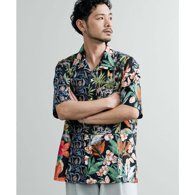 美品 MAGLIANO アロハシャツ M パッチワーク イタリア製 半袖アロハシャツ 開襟 パッチワーク[品番：OE000008736]｜Rocky